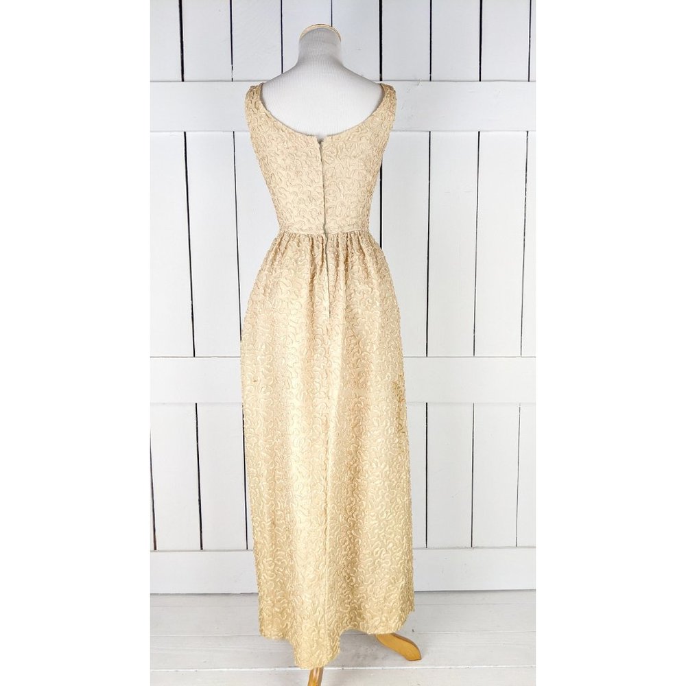 Vintage Harry Keiser champagne ribbon empire waist formal cocktail dress - Picture 5 of 8